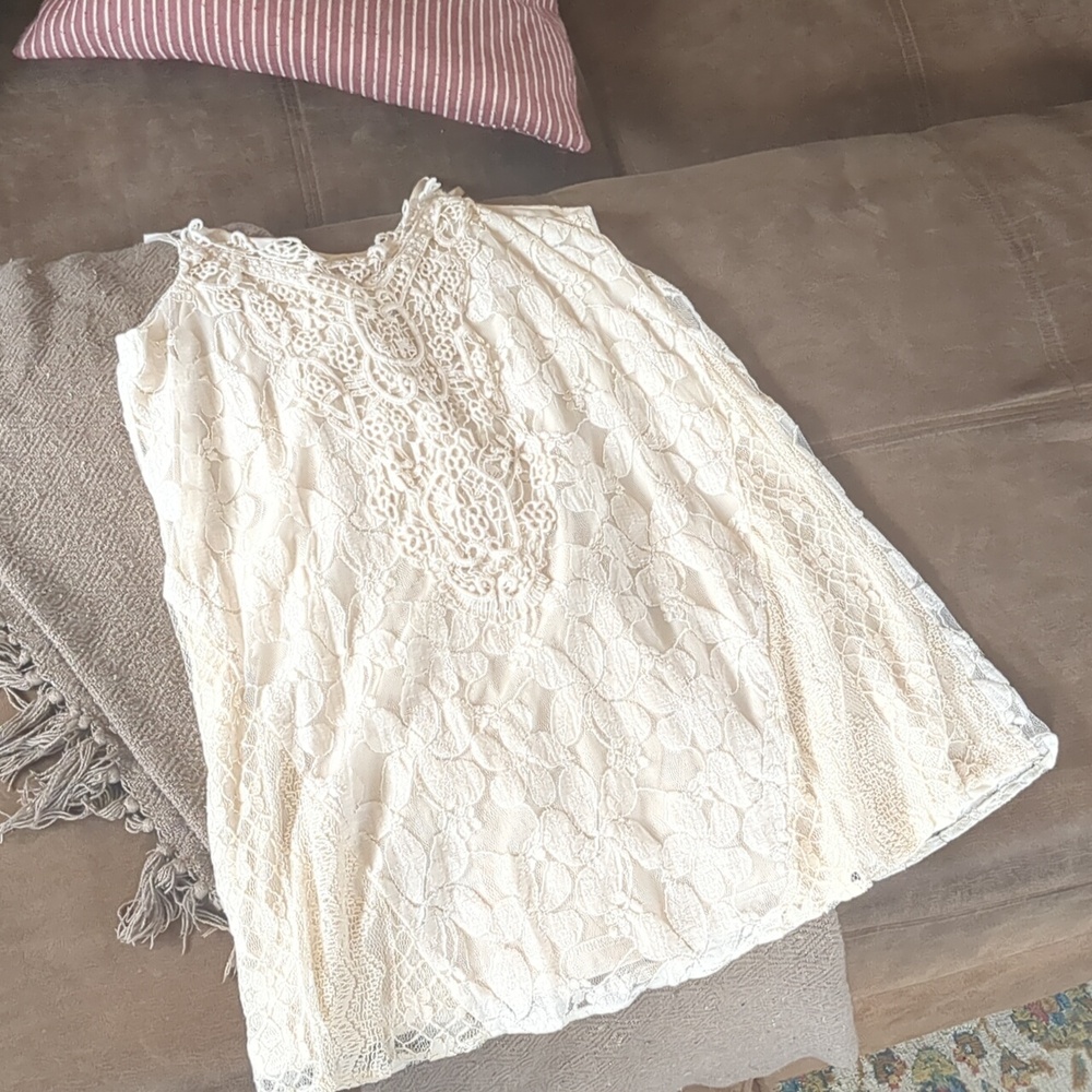 Flying Tomato lace and knit cream dress